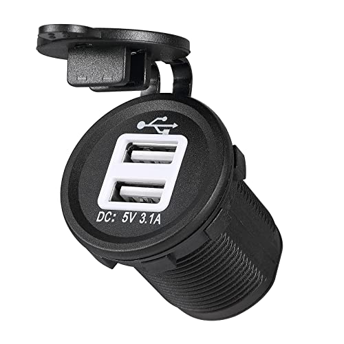 Golf Cart DC 6V-30V Quick Charge 3.1A Dual USB Charger, 2 in 1 USB Golf Cart USB Charger Ports Outlet Universal for Club Car, EZGO and Yamaha|B0B4BXDLZZ