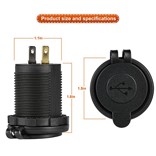 Golf Cart DC 6V-30V Quick Charge 3.1A Dual USB Charger, 2 in 1 USB Golf Cart USB Charger Ports Outlet Universal for Club Car, EZGO and Yamaha|B0B4BXDLZZ