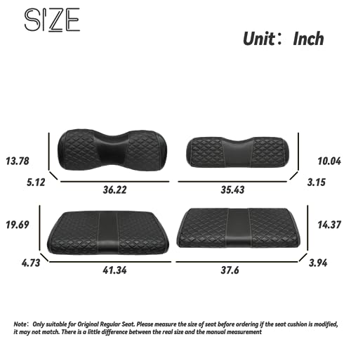 Golf Cart Seat Covers Front and Rear Waterproof and Sun Resistant Marine Grade Vinyl Leather Seat Cover Accessories for Yamaha Drive 2007-2016/Drive 2 2017+, Black(4PCS)|B0C89K4QHM