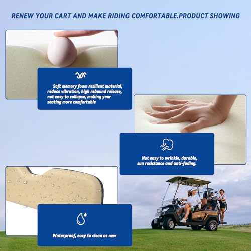 Golf Cart Universal Rear Replacement Cushions for EZGO/Club Car/Yamaha with Flip Rear Seat Kit, Black,2 Piece Set, Beige|B0CZD4K7CH