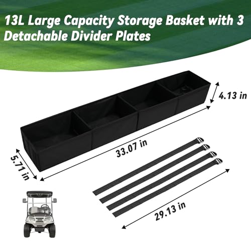 Golf Cart Inner Front Storage Basket No Drilling Required Foldable Universal 1680D Oxford Fabric Organizer Tray for EZGO TXT Club Car DS Precedent Yamaha Drive Kandi Electric Golf Cart|B0CJM5BTDQ