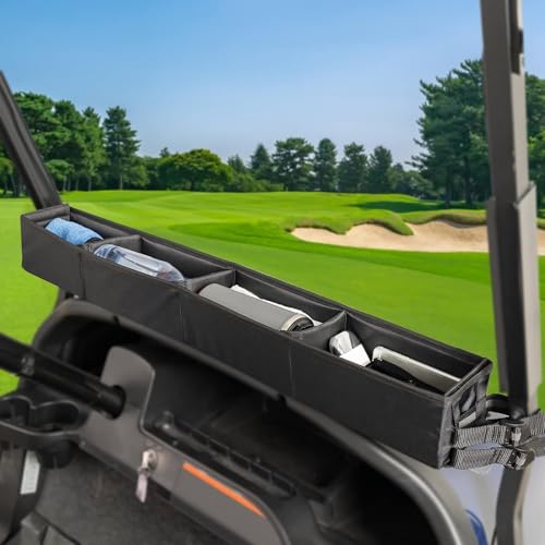 Golf Cart Inner Front Storage Basket No Drilling Required Foldable Universal 1680D Oxford Fabric Organizer Tray for EZGO TXT Club Car DS Precedent Yamaha Drive Kandi Electric Golf Cart|B0CJM5BTDQ
