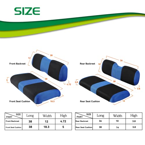 4 Passenger Golf Cart Seat Covers for Club Car DS Golf Carts OME Ordinary Seats, DS Golf Cart Seat Cover Front and Rear/Back, Washable Seat Cover|B0B5X8HBWG