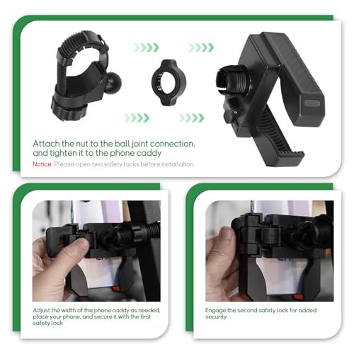 Golf Cart Phone Holder for EZGO Club Car Yamaha, Widely Use for Golf Push Cart Motorcycle Bike Treadmill Scooter Phone Mount, Compatible with iPhone/Samsung/Pixel all Phones, Golf Cart Accessories|B0F1S327NW