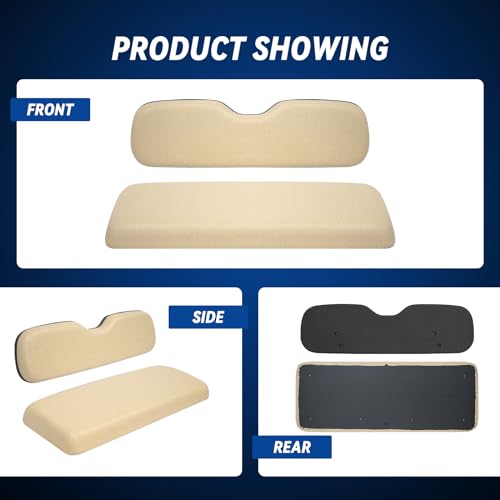 Golf Cart Universal Rear Replacement Cushions for EZGO/Club Car/Yamaha with Flip Rear Seat Kit, Black,2 Piece Set, Beige|B0CZD4K7CH
