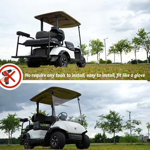 Golf Cart Seat Covers Front and Rear Waterproof and Sun Resistant Marine Grade Vinyl Leather Seat Cover Accessories for Yamaha Drive 2007-2016/Drive 2 2017+, Black(4PCS)|B0C89K4QHM