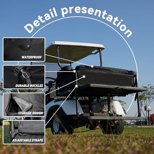 Golf Cart Storage Organizer, Sturdy Golf Cart Trunk Organizer, Collapsible for Yamaha,Club Car, EZGO Golf Cart, Pickup Truck Bed, Van, Adjustable Securing Straps, Foldable Cover Black|B0CJHX3TT3