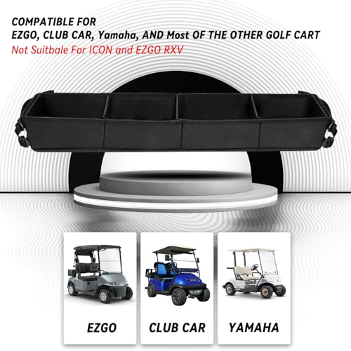 Golf Cart Inner Front Storage Basket No Drilling Required Foldable Universal 1680D Oxford Fabric Organizer Tray for EZGO TXT Club Car DS Precedent Yamaha Drive Kandi Electric Golf Cart|B0CJM5BTDQ