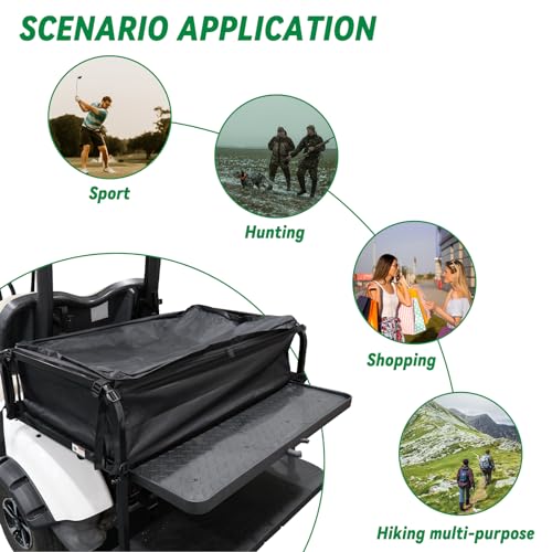 Golf Cart Storage Organizer, Sturdy Golf Cart Trunk Organizer, Collapsible for Yamaha,Club Car, EZGO Golf Cart, Pickup Truck Bed, Van, Adjustable Securing Straps, Foldable Cover Black|B0CJHX3TT3