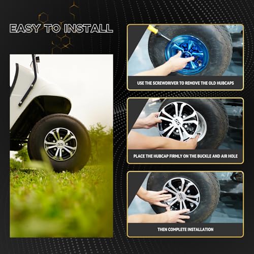 Golf Cart Wheel Covers Hub Caps for EZGO, Club Car, Yamaha - 8 Inch Hubcaps Snap-on Installation, Set of 4|B0DBTPBJ6Q