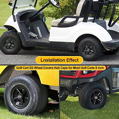 Golf Cart Accessories Wheel Covers Hub Caps for Yamaha/Club CAR/EZ-GO Par Car 8" (Set of 4) (Black)|B09P3KL93P