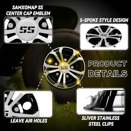 Golf Cart Wheel Covers Hub Caps for EZGO, Club Car, Yamaha - 8 Inch Hubcaps Snap-on Installation, Set of 4|B0DBTPBJ6Q