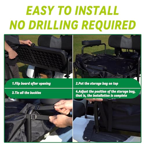 Golf Cart Storage Organizer, Sturdy Golf Cart Trunk Organizer, Collapsible for Yamaha,Club Car, EZGO Golf Cart, Pickup Truck Bed, Van, Adjustable Securing Straps, Foldable Cover Black|B0CJHX3TT3