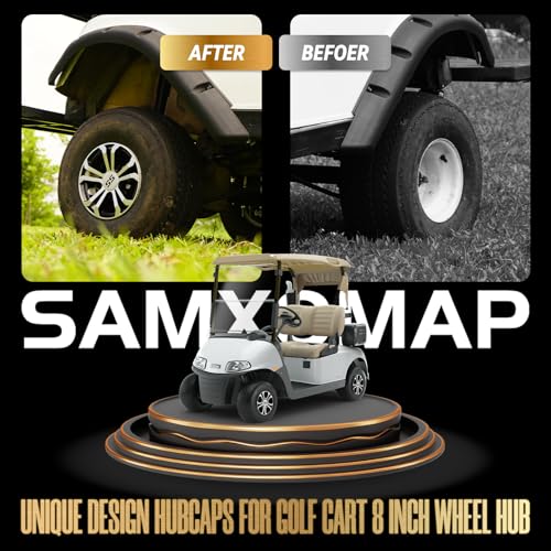 Golf Cart Wheel Covers Hub Caps for EZGO, Club Car, Yamaha - 8 Inch Hubcaps Snap-on Installation, Set of 4|B0DBTPBJ6Q