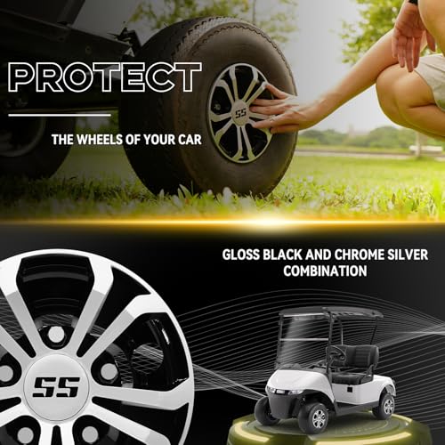 Golf Cart Wheel Covers Hub Caps for EZGO, Club Car, Yamaha - 8 Inch Hubcaps Snap-on Installation, Set of 4|B0DBTPBJ6Q