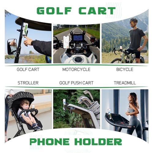 Golf Cart Phone Holder for EZGO Club Car Yamaha, Widely Use for Golf Push Cart Motorcycle Bike Treadmill Scooter Phone Mount, Compatible with iPhone/Samsung/Pixel all Phones, Golf Cart Accessories|B0F1S327NW