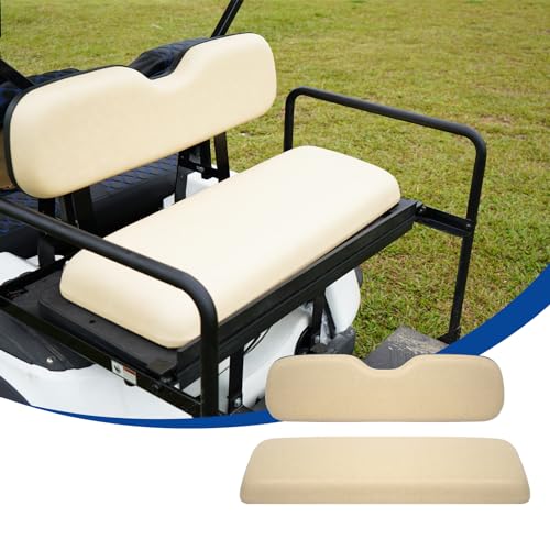 Golf Cart Universal Rear Replacement Cushions for EZGO/Club Car/Yamaha with Flip Rear Seat Kit, Black,2 Piece Set, Beige|B0CZD4K7CH