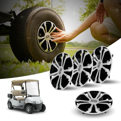 Golf Cart Wheel Covers Hub Caps for EZGO, Club Car, Yamaha - 8 Inch Hubcaps Snap-on Installation, Set of 4|B0DBTPBJ6Q