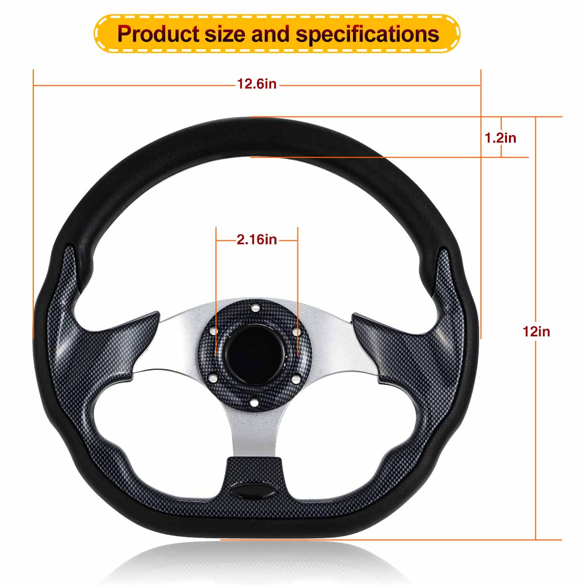 HANGKUNNEE Golf Cart Steering Wheel Black Pattern models TXT、RXV、DS、Precedent、yamaha models